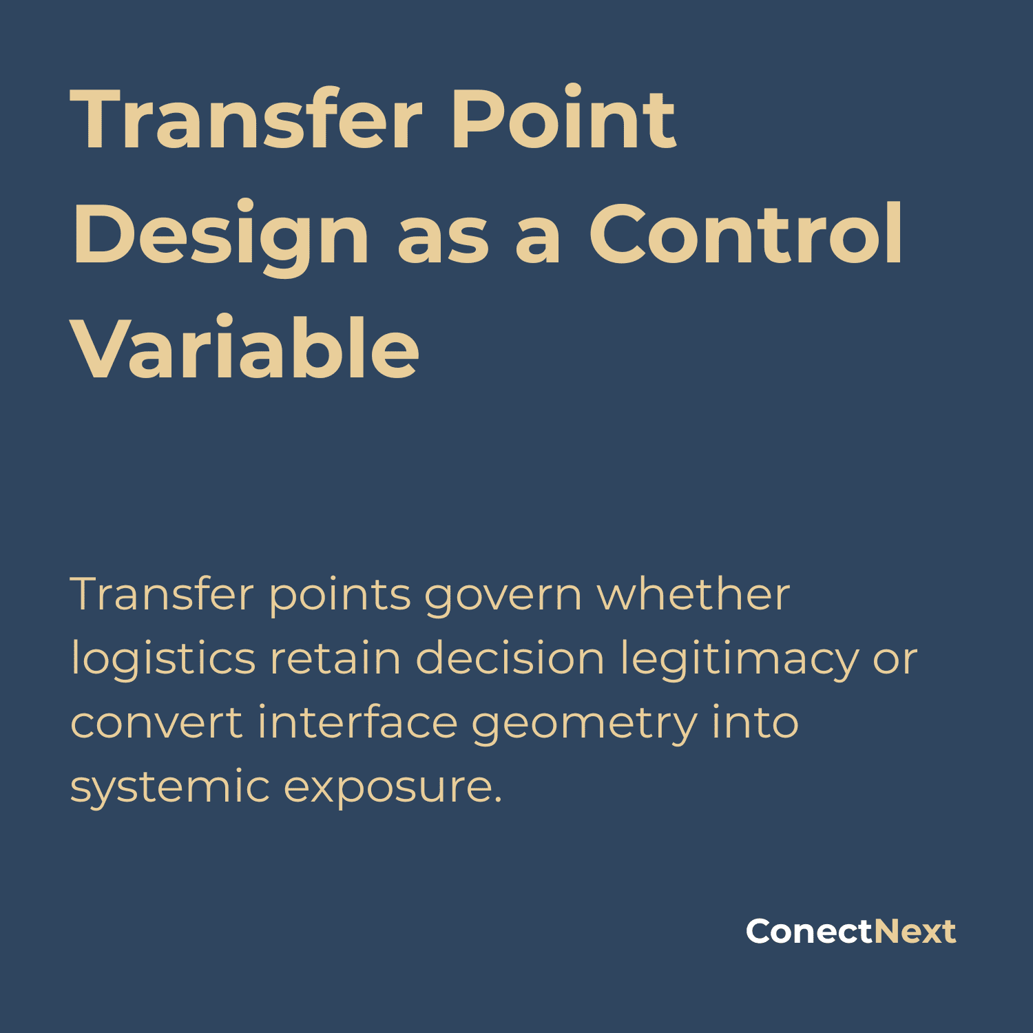 Transfer Point Design as a Control Variable